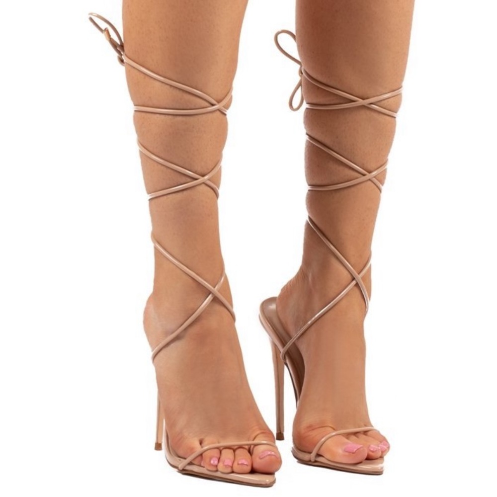 BRAND NEW Nude Strappy Lace Up Heels